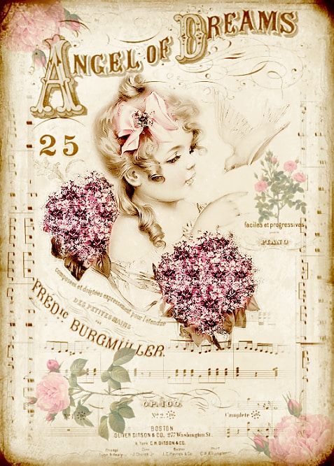 Angel of Dreams - Beautiful Vintage image for Christmas, decoupage and DIY projects