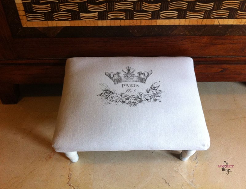 The French Foot Stool with spray varnish transfer
