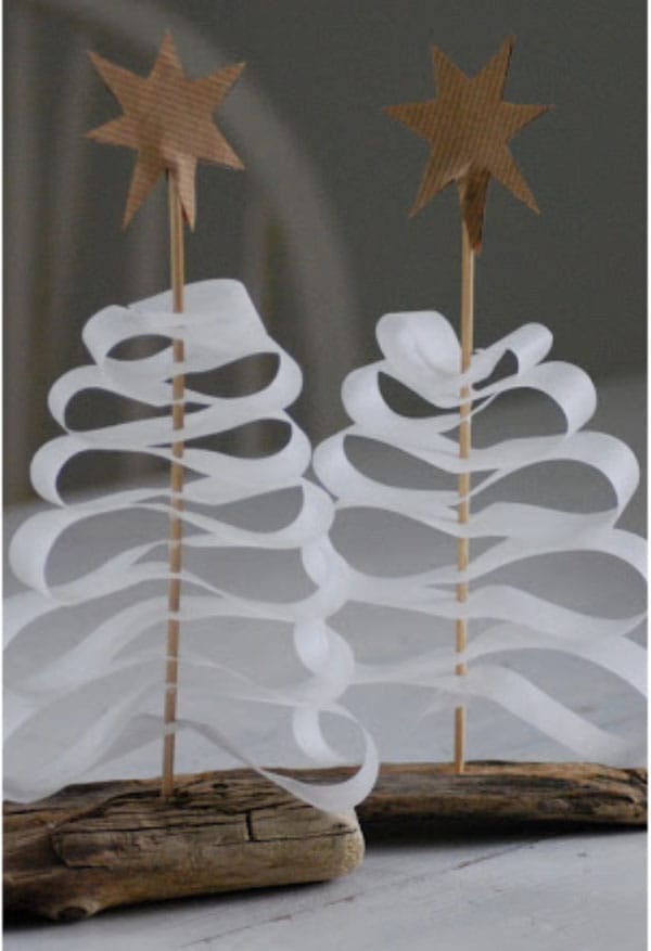 Christmas Decoration at no Cost | Paper Trees as Christmas Ornaments with star on top | Via www.sweethings.net