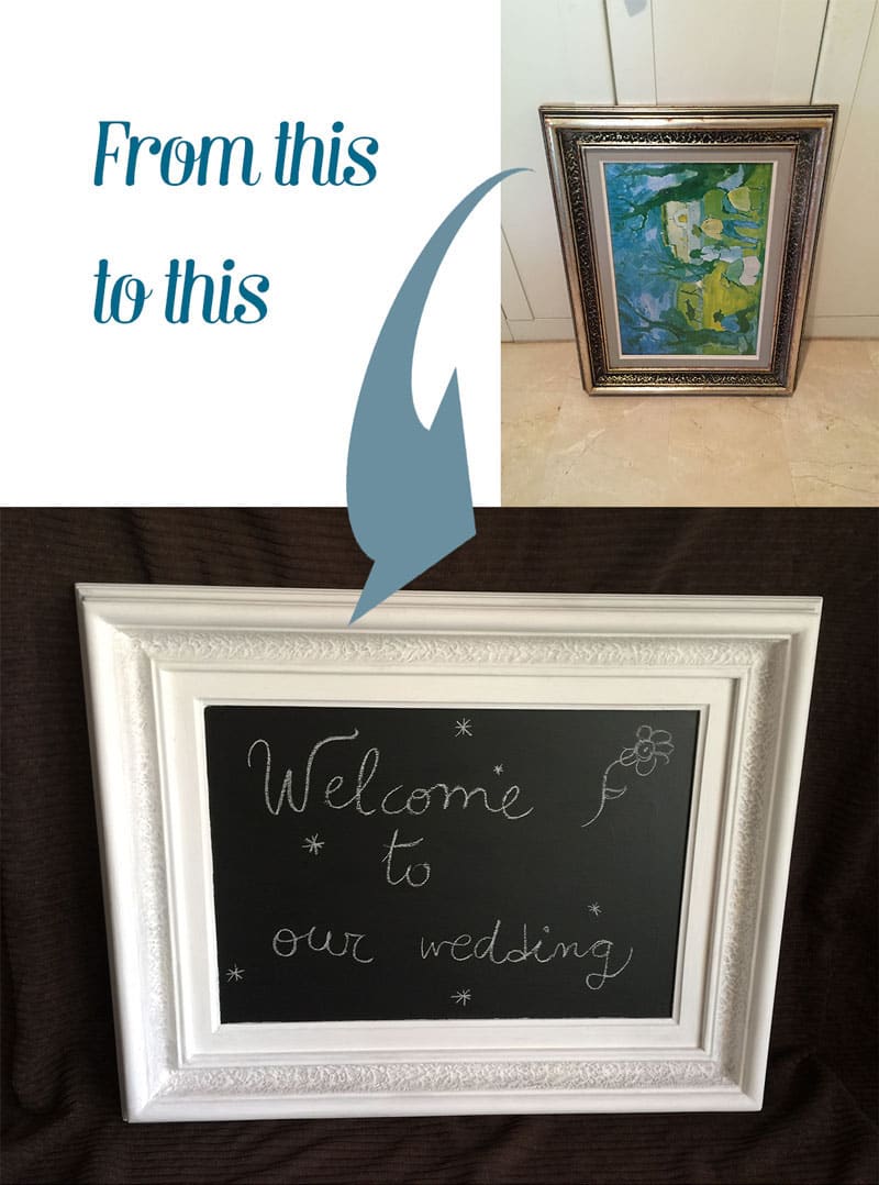 How to transform an ugly picture into a pretty chalkboard with only paint   |   Picture makeover with DIY chalk paint   |   Via www.sweethings.net