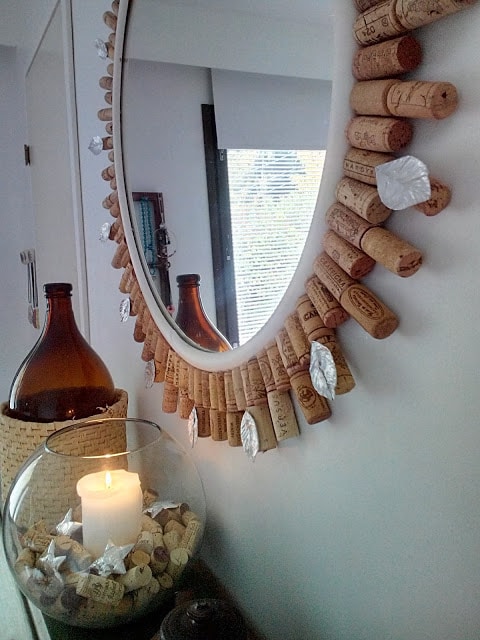 DIY Wine cork mirror frame - People's Choice Feature at Sweet Inspiration Link Party