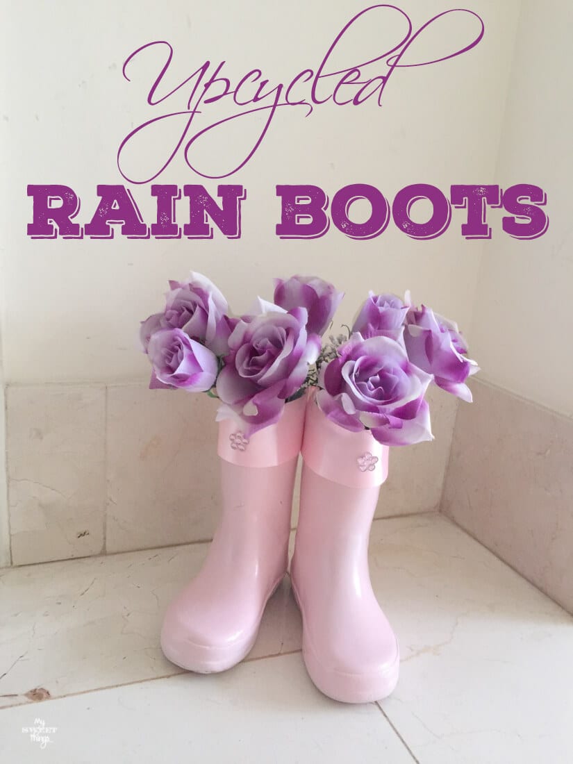 How to make some flower vases out of a pair of old rain boots