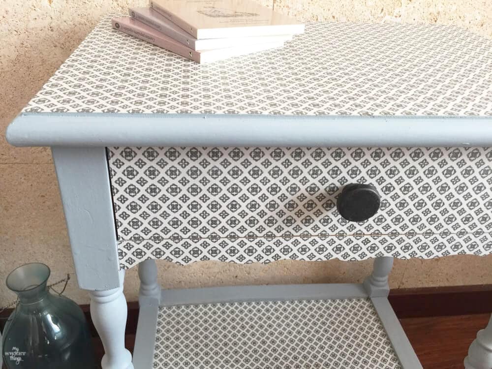 Transform furniture with decoupage and milk paint - I used Slate and Snow White
