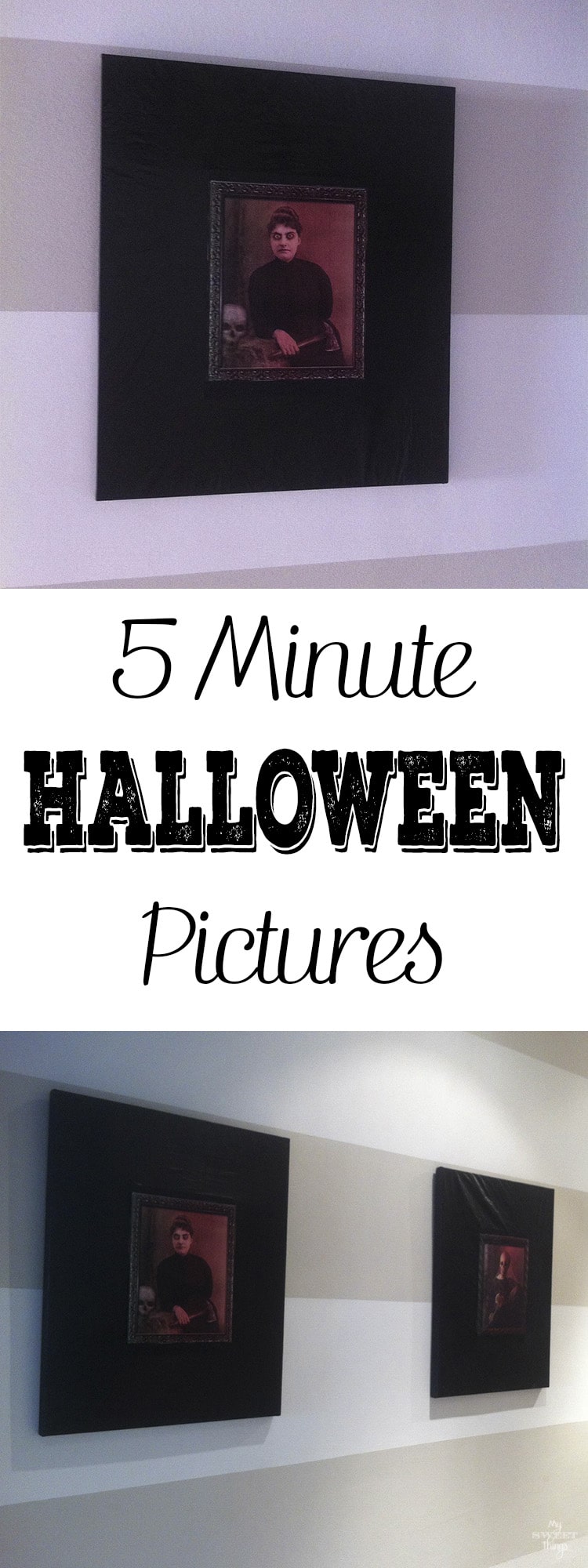 5 Minute Halloween pictures - An easy DIY you can do with your kids as part of your Halloween decor on a budget · Via www.sweethings.net