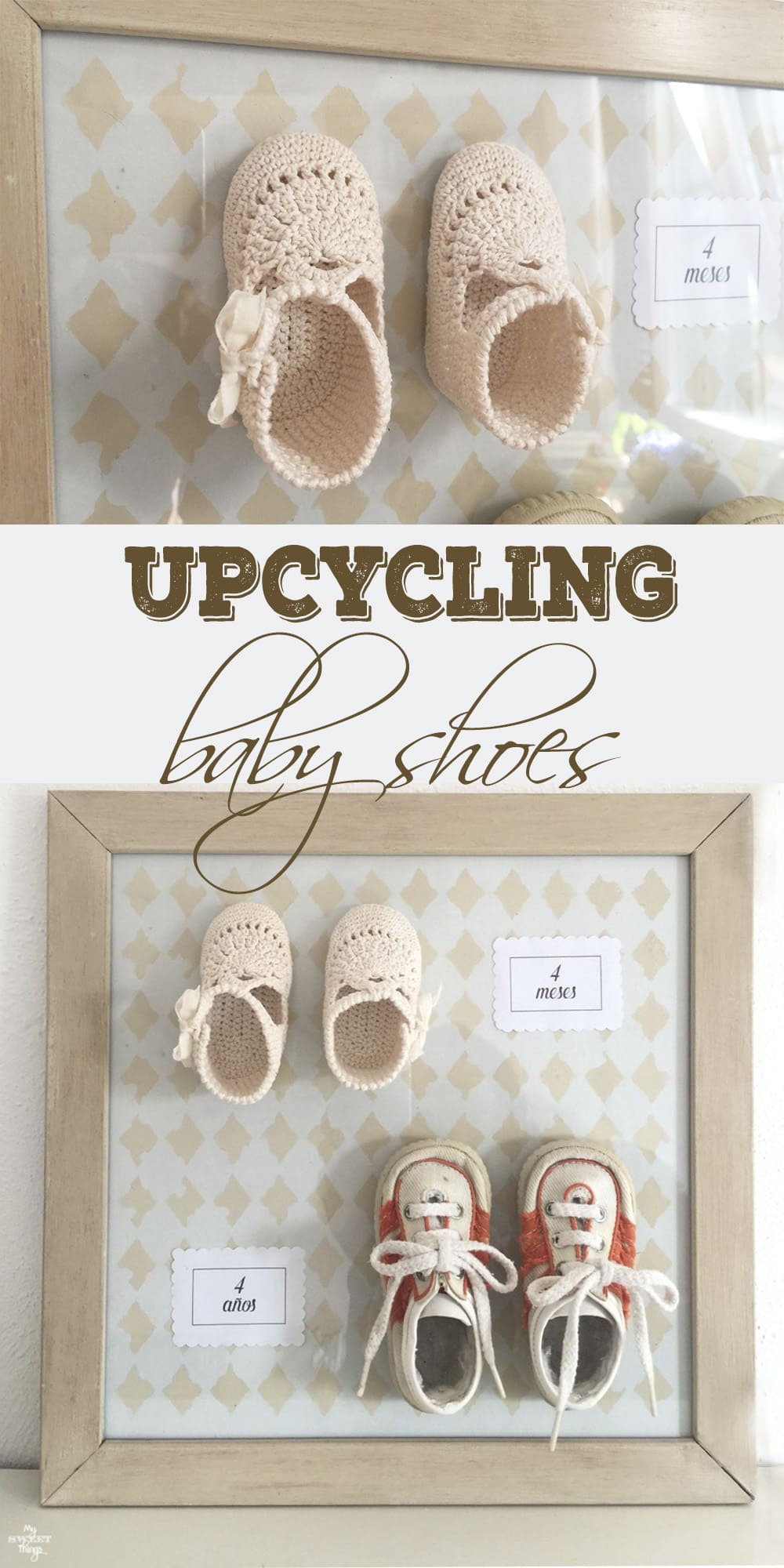 Upcycling baby shoes as a Valentine's Day gift. An easy DIY that can be used as decor too · Via www.sweethings.net