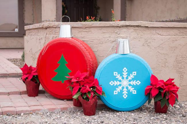 Christmas ornaments · 15 Different Uses For Tires · Some easy ideas to recycle old tires · Via www.sweethings.net