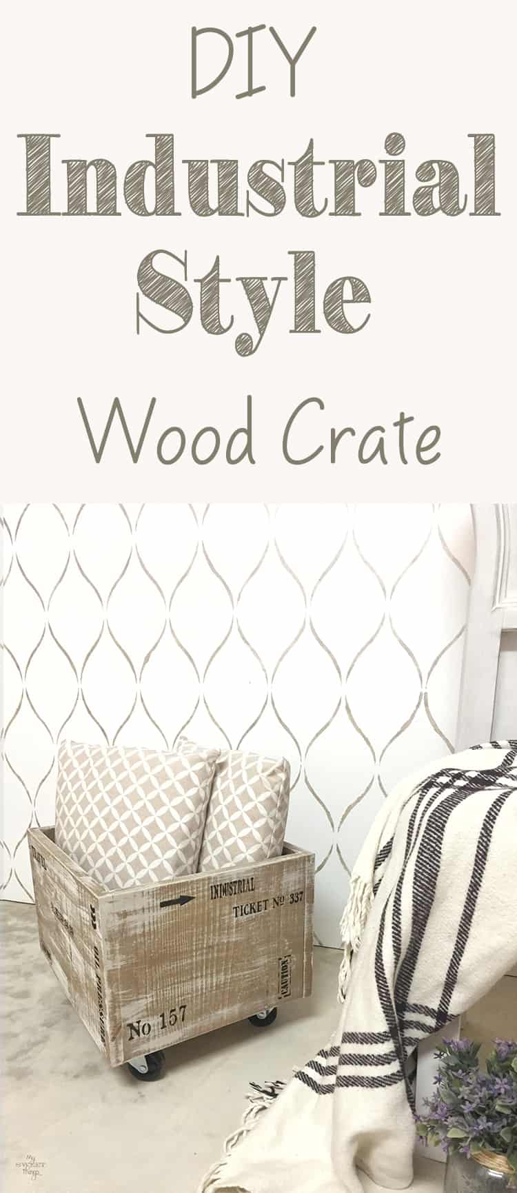 How to make an easy industrial style wood crate with some paint and stencils · Via www.sweethings.net