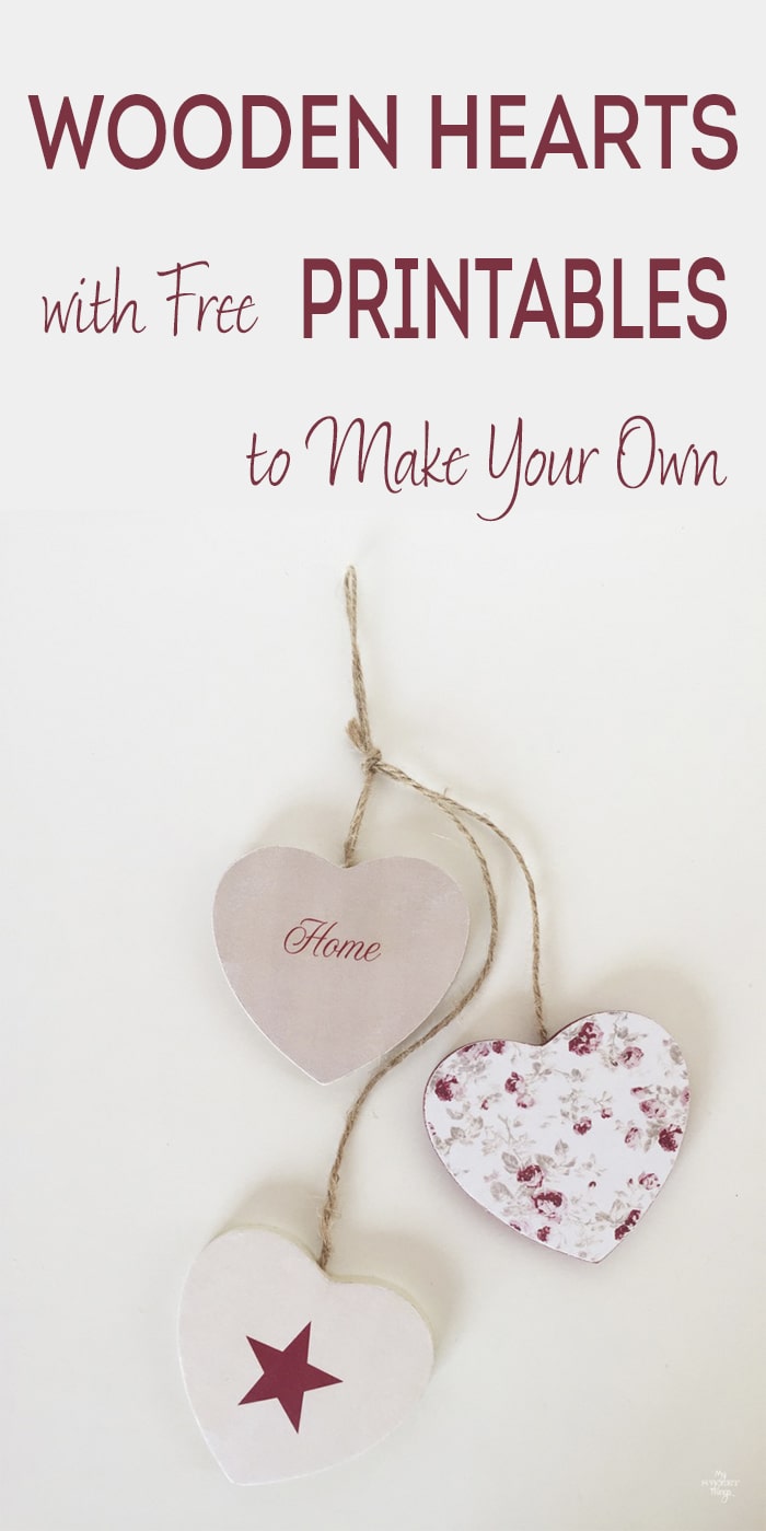 How to update wooden hearts with paper · Free printables to make your own · Via www.sweethings.net