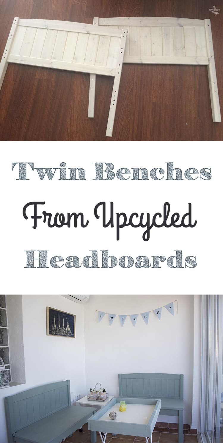 How to make twin benches out of two headboards · Via www.sweethings.net