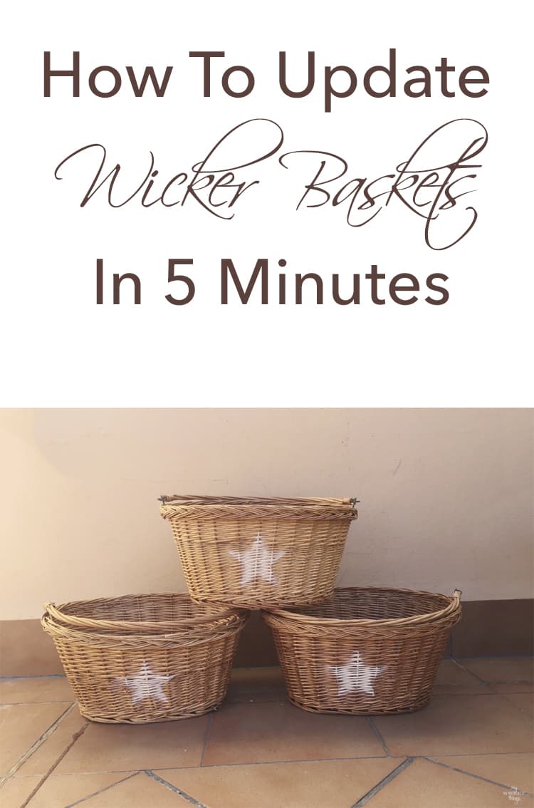 How to update wicker baskets in 5 minutes the easy way with some paint and stencils · Via www.sweethings.net