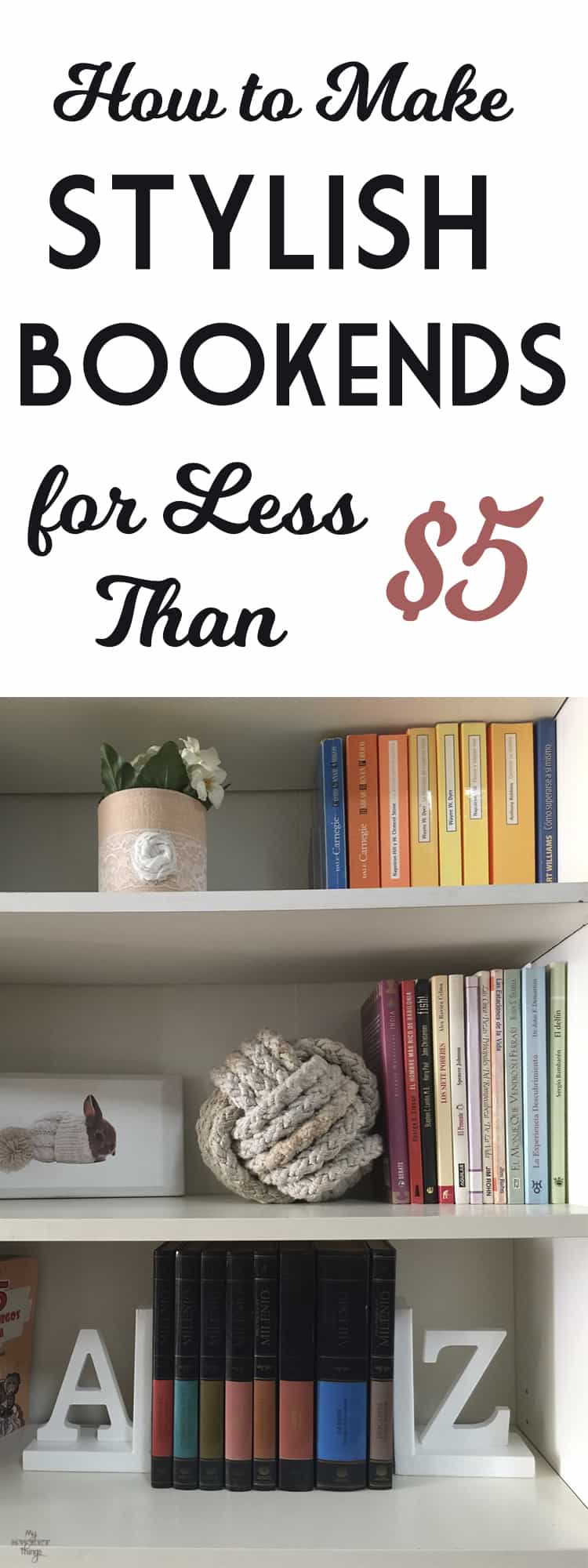 How to make stylish bookends for less than $5 with some scrap wood · Via www.sweethings.net