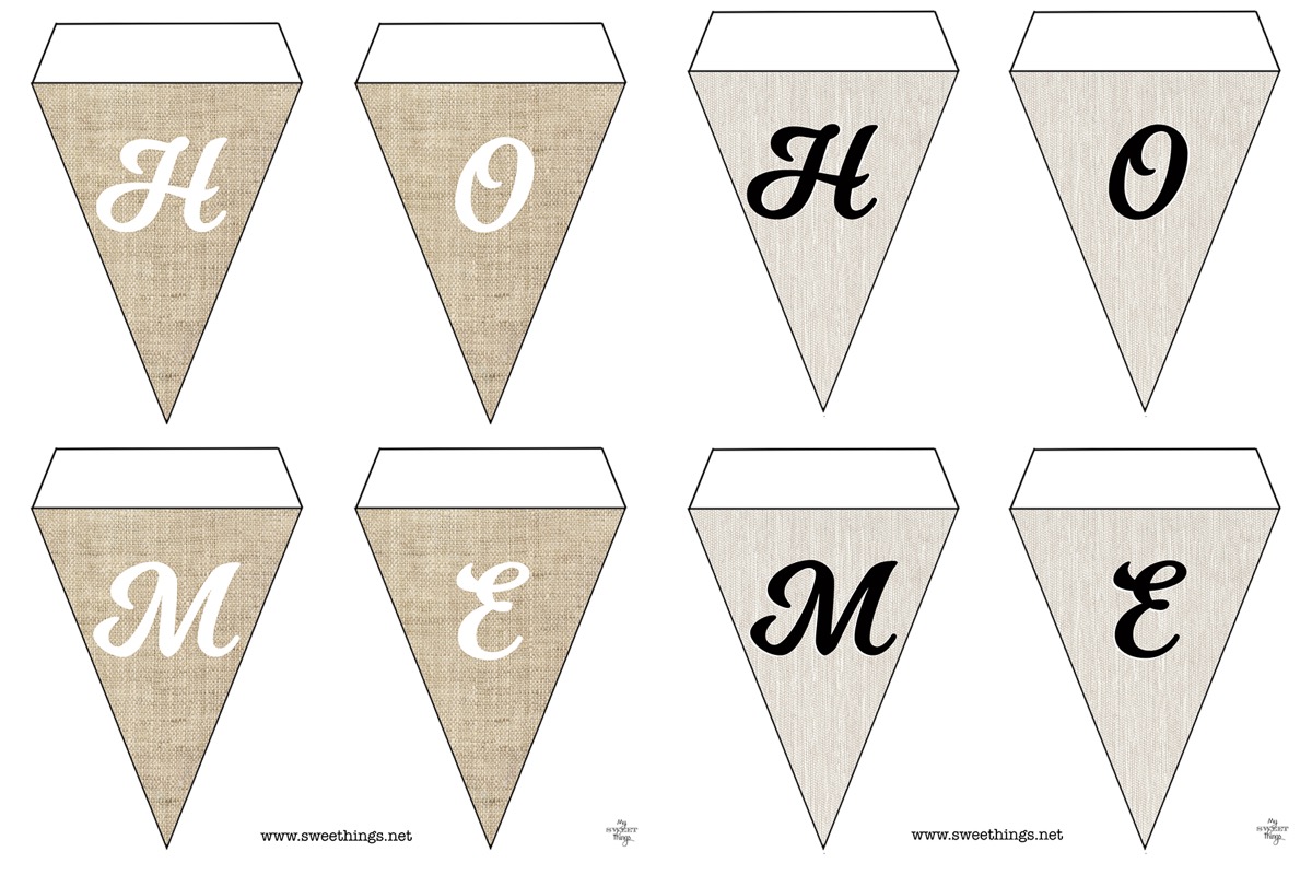 Home Decor - Paper Pennant Banner Garland · Free pennant banner printable · Farmhouse style · Via www.sweethings.net 