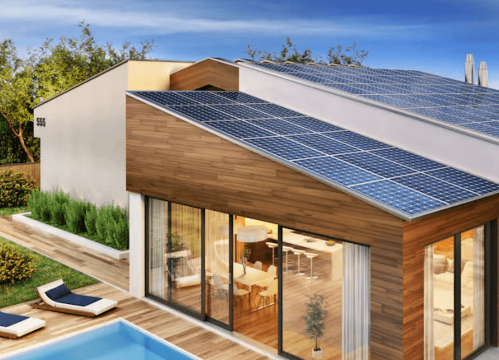 Beautiful house with solar panels